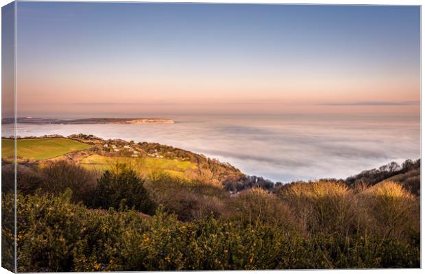 Fog Over Sandown Bay Canvas Print by Wight Landscapes