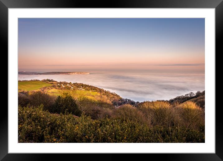 Fog Over Sandown Bay Framed Mounted Print by Wight Landscapes