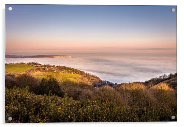 Fog Over Sandown Bay Acrylic by Wight Landscapes