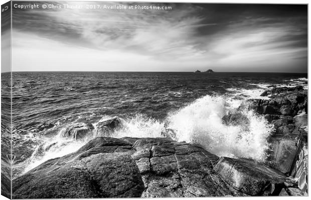 Cot Valley Porth Nanven Black and White Canvas Print by Chris Thaxter