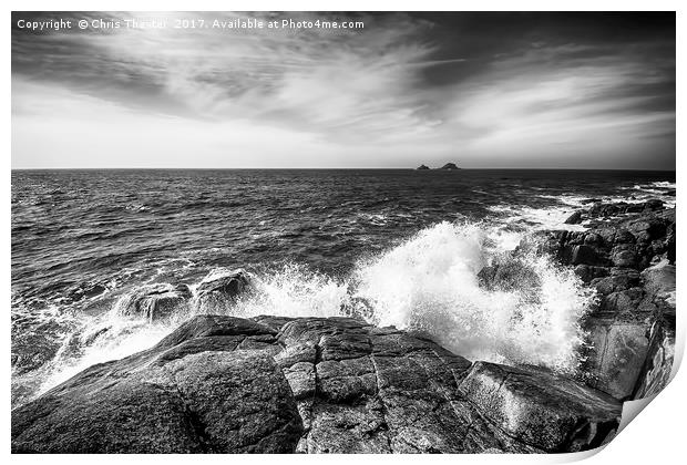 Cot Valley Porth Nanven Black and White Print by Chris Thaxter