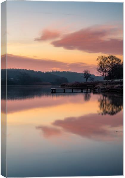 Dawn At The Old Millpond Canvas Print by Wight Landscapes