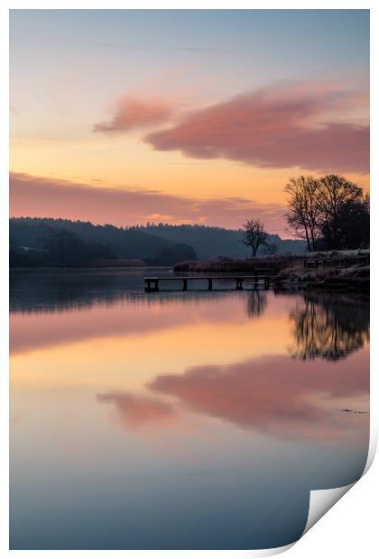 Dawn At The Old Millpond Print by Wight Landscapes
