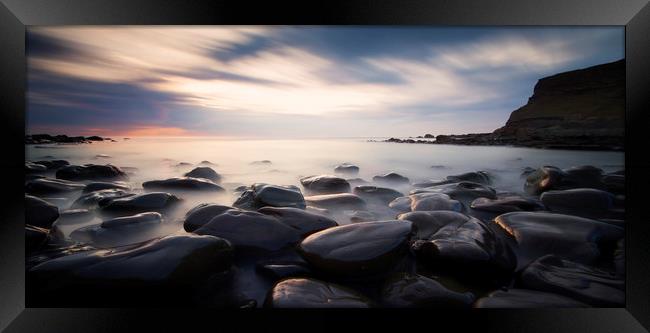 Long exposure at Duckpool Bay Framed Print by mark leader