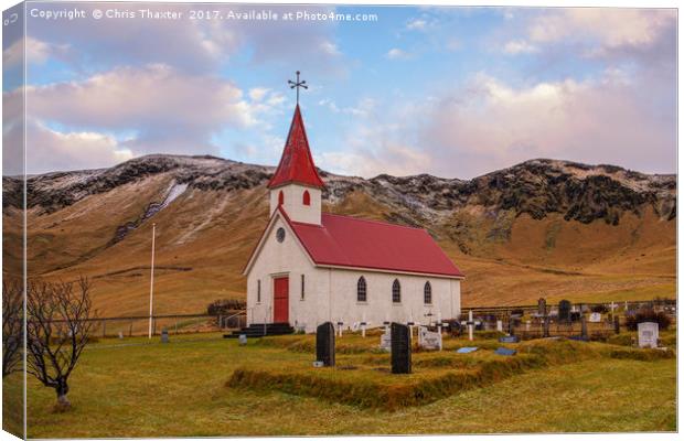 Church at Reynir South Iceland . Canvas Print by Chris Thaxter