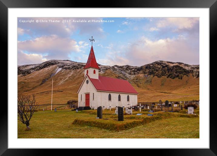 Church at Reynir South Iceland . Framed Mounted Print by Chris Thaxter