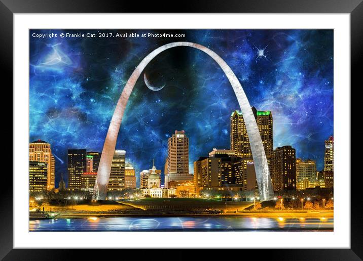 Spacey St. Louis Skyline Framed Mounted Print by Frankie Cat