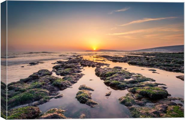 Compton Bay Sunset Isle Of Wight Canvas Print by Wight Landscapes