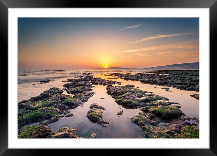Compton Bay Sunset Isle Of Wight Framed Mounted Print by Wight Landscapes