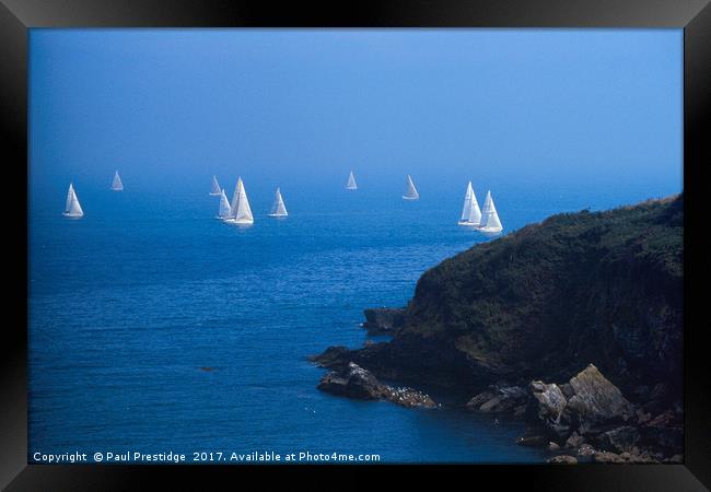 Yachts off the South Devon Coast Framed Print by Paul F Prestidge