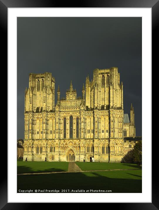 Wells Cathedral in Storm Lighting Framed Mounted Print by Paul F Prestidge