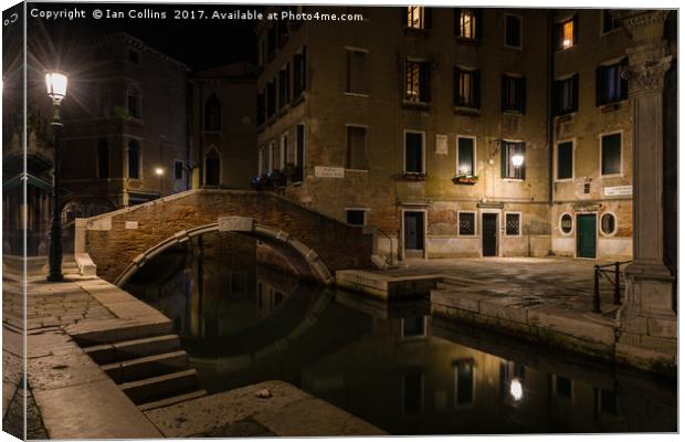 Ponte Santa Maria Nova at Night, Venice Canvas Print by Ian Collins