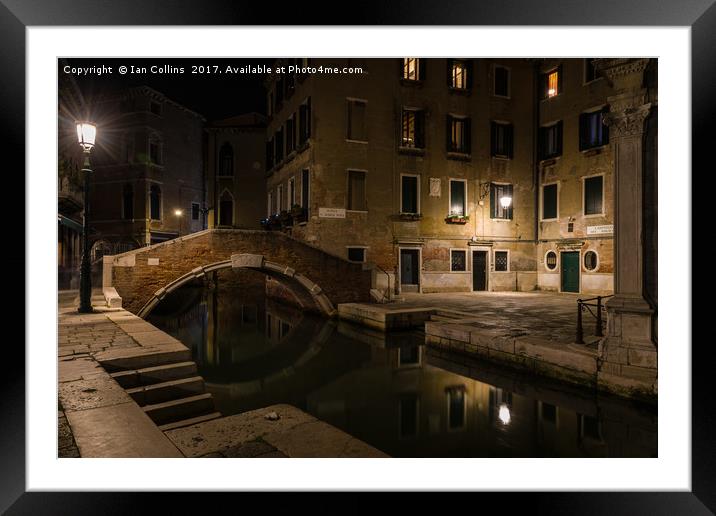 Ponte Santa Maria Nova at Night, Venice Framed Mounted Print by Ian Collins