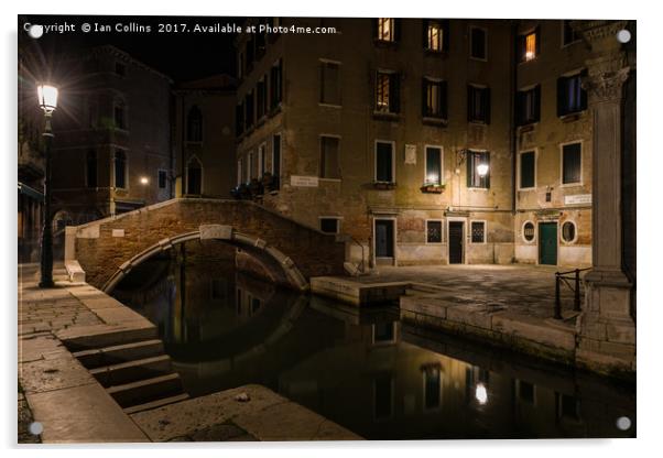 Ponte Santa Maria Nova at Night, Venice Acrylic by Ian Collins