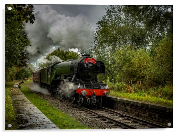 Flying Scotsman passing through Stubbins Acrylic by David Oxtaby  ARPS