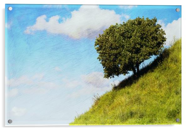 The tree on the hill (var 2) Acrylic by Michael Goyberg