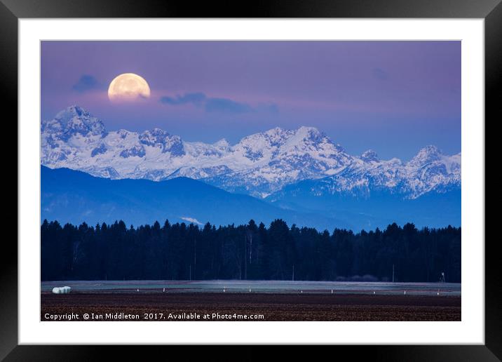 Full Moon setting over the Julian Alps Framed Mounted Print by Ian Middleton