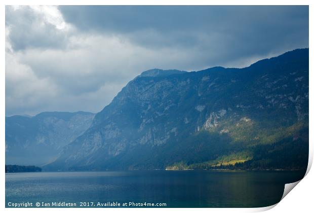 Moody Lake Bohinj Print by Ian Middleton