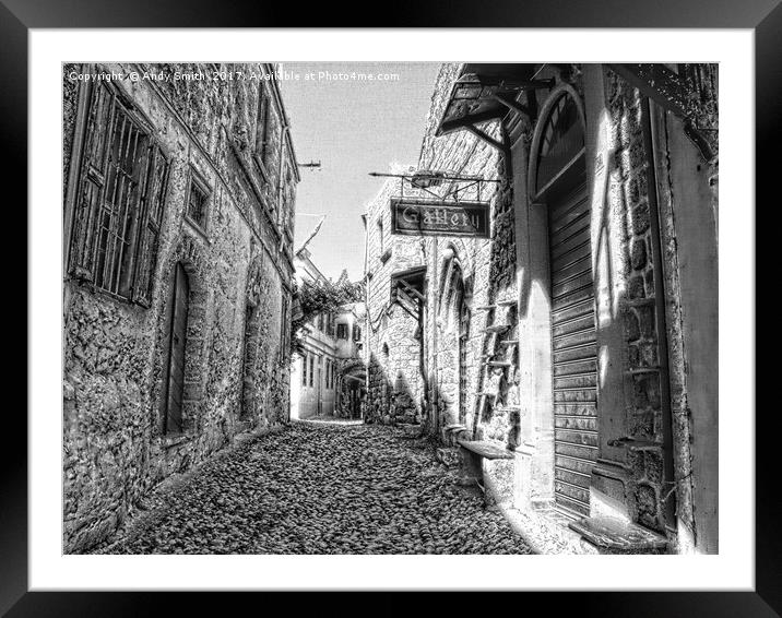 Rhodes Old Town Framed Mounted Print by Andy Smith