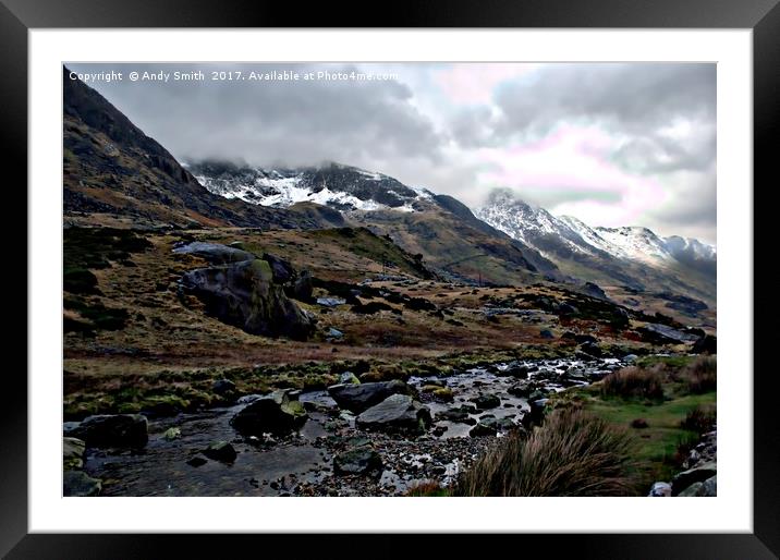 Snow Capped Snowden Framed Mounted Print by Andy Smith