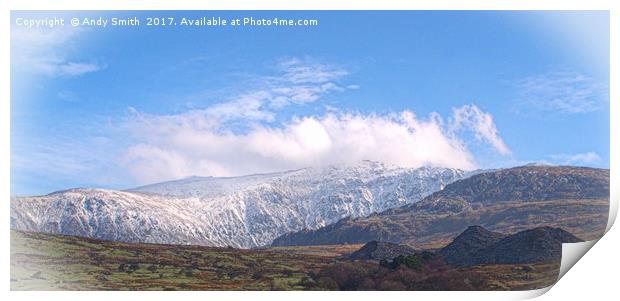 Snowdonia in the snow Print by Andy Smith