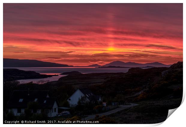 Sunset observed from Kingsburgh, Isle of Skye Print by Richard Smith