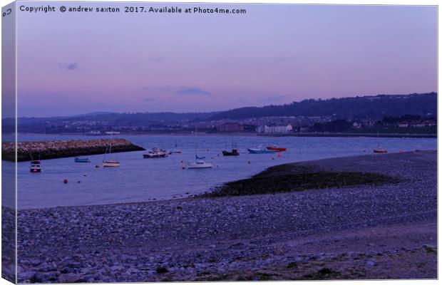 MOORED IN SUNSET Canvas Print by andrew saxton