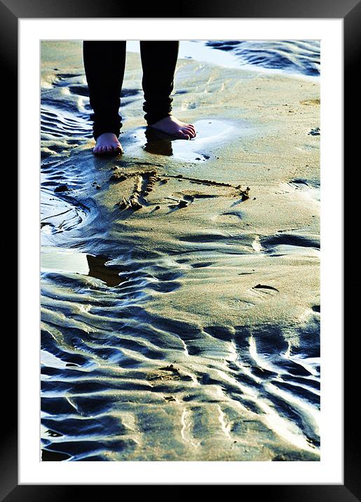 love heart on the sand Framed Mounted Print by Alexia Miles