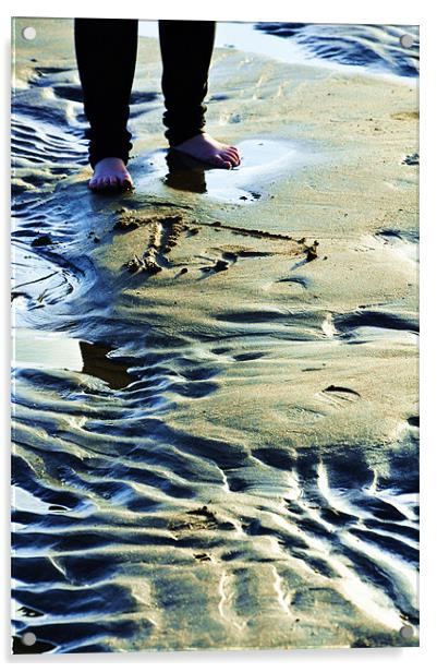 love heart on the sand Acrylic by Alexia Miles