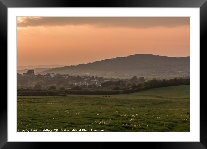 Sunset, Warton Crag Framed Mounted Print by Liz Withey