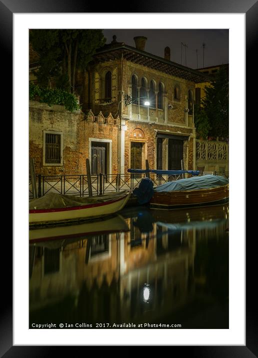 A Calm Canal, Venice Framed Mounted Print by Ian Collins