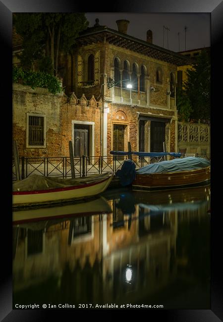 A Calm Canal, Venice Framed Print by Ian Collins
