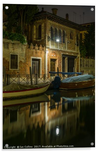 A Calm Canal, Venice Acrylic by Ian Collins