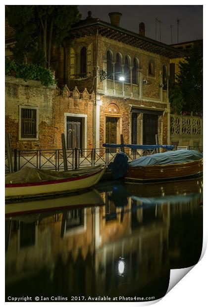 A Calm Canal, Venice Print by Ian Collins