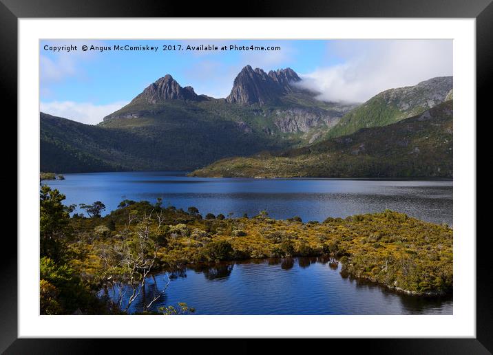 View across Dove Lake to Cradle Mountain Framed Mounted Print by Angus McComiskey