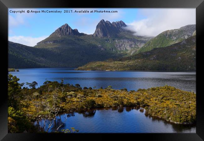 View across Dove Lake to Cradle Mountain Framed Print by Angus McComiskey