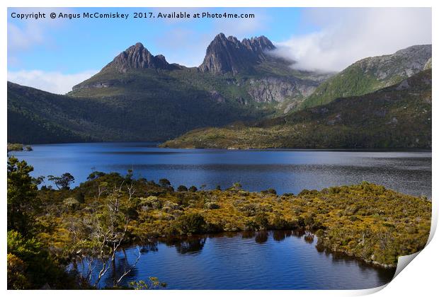 View across Dove Lake to Cradle Mountain Print by Angus McComiskey