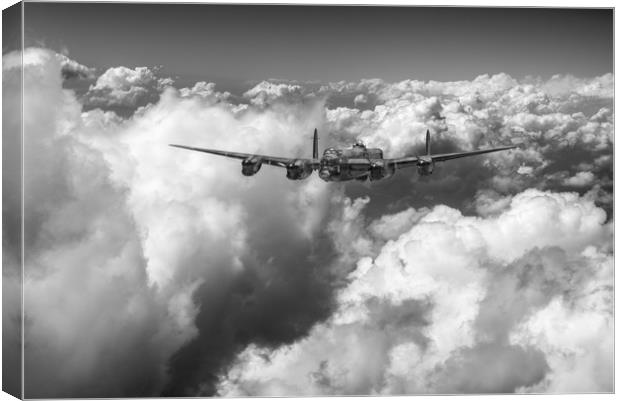 Avro Lancaster LM227 above clouds B&W version Canvas Print by Gary Eason
