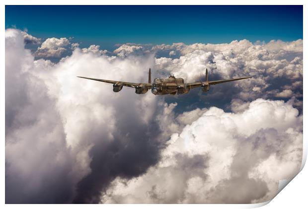 Avro Lancaster LM227 above clouds Print by Gary Eason