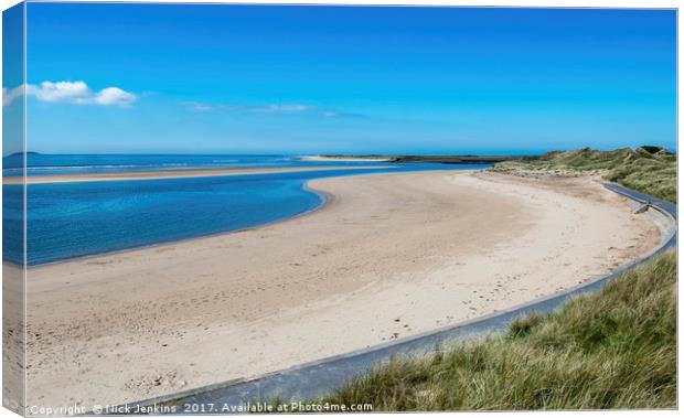Sandy and Deserted Beach at Burry Port south Wales Canvas Print by Nick Jenkins