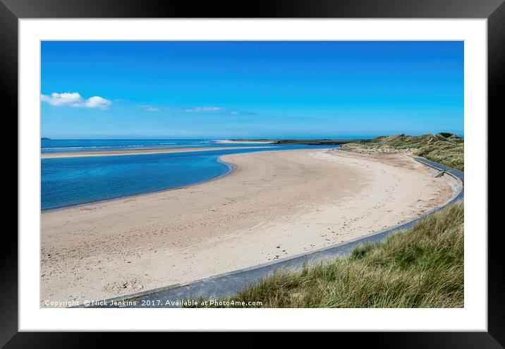 Sandy and Deserted Beach at Burry Port south Wales Framed Mounted Print by Nick Jenkins