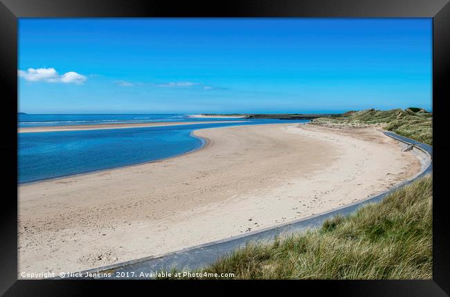 Sandy and Deserted Beach at Burry Port south Wales Framed Print by Nick Jenkins