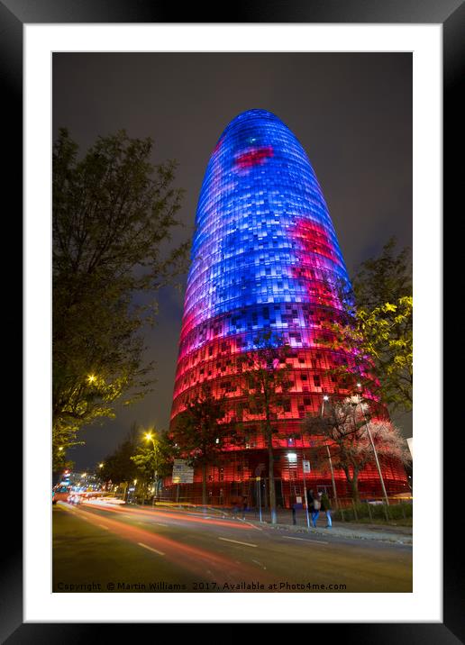 Torre Agbar - Barcelona Framed Mounted Print by Martin Williams