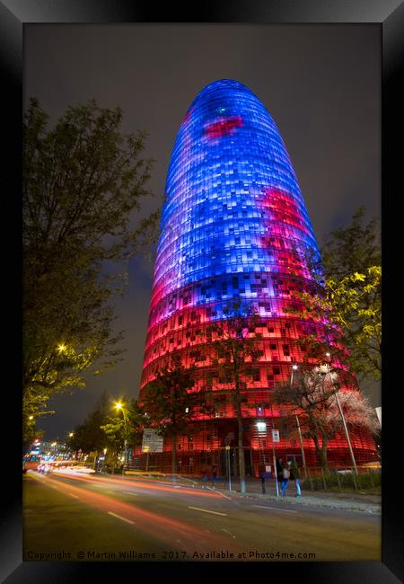 Torre Agbar - Barcelona Framed Print by Martin Williams
