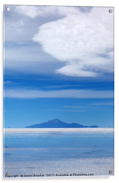 Salar de Uyuni and Tunupa Volcano Vertical Bolivia Acrylic by James Brunker