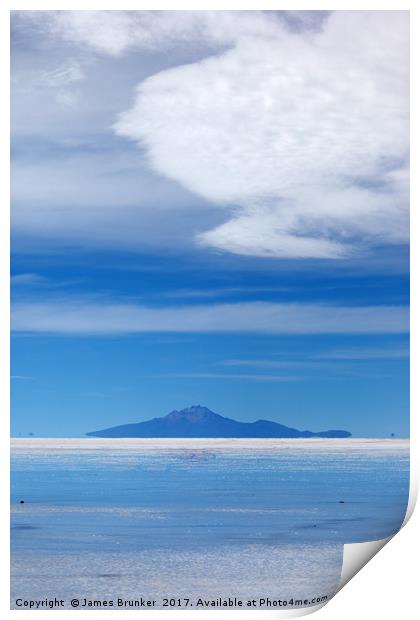 Salar de Uyuni and Tunupa Volcano Vertical Bolivia Print by James Brunker