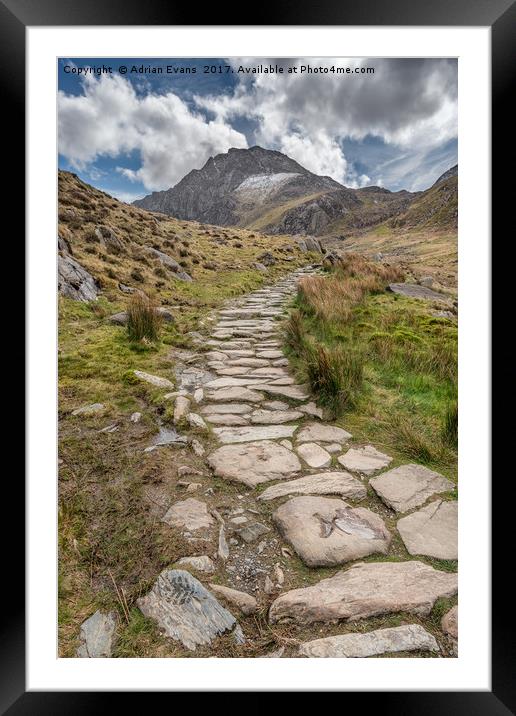 Footpath To Tryfan Mountain Wales Framed Mounted Print by Adrian Evans