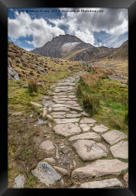 Footpath To Tryfan Mountain Wales Framed Print by Adrian Evans