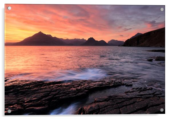Elgol Sunset - Isle of Skye 2 Acrylic by Grant Glendinning