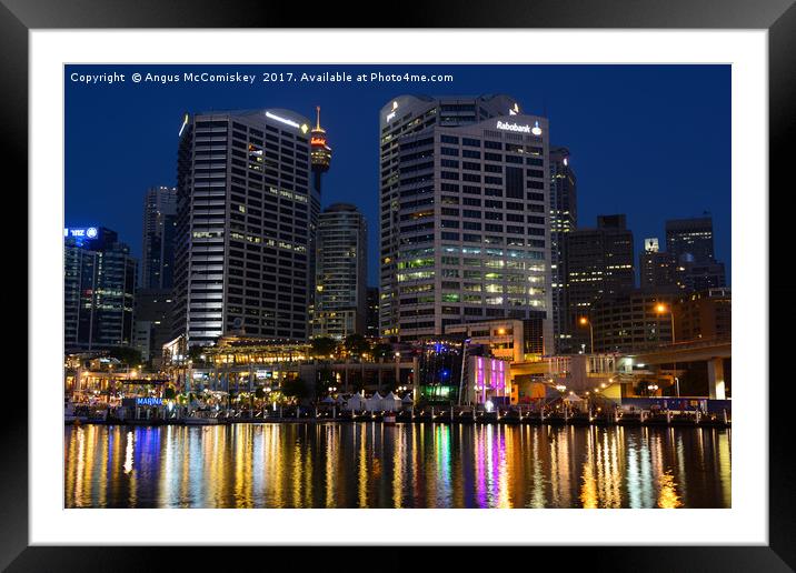 Darling Harbour reflections Framed Mounted Print by Angus McComiskey